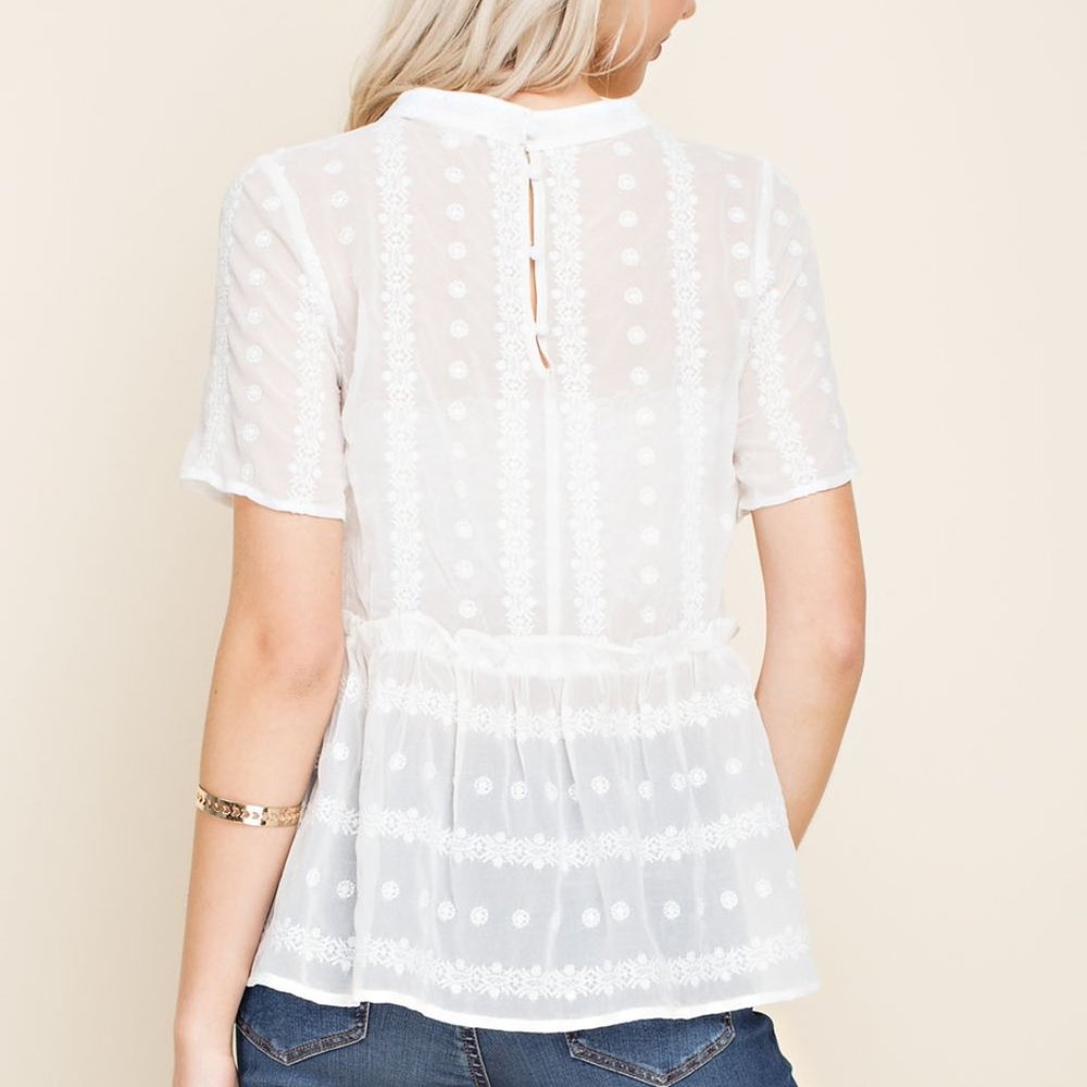 Romantic Babydoll Sheer Blouse. - Picture 3 of 5